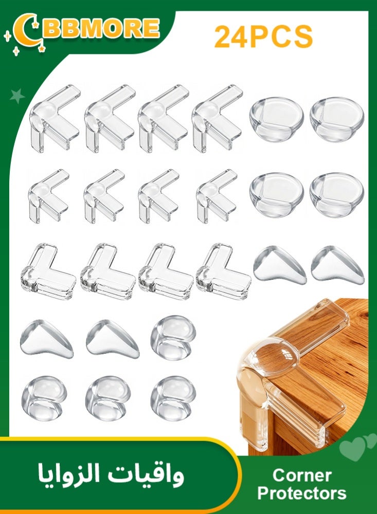 BBMORE 24PCS Upgrade Table Corner Protectors, Baby Corner Protectors with 6 Styles (Teardrop, Small/Large Ball, Clear L-Cushion, Small/Large T-Cushion) - Child-Safe, Universal Fit for Home Furniture - Image 1