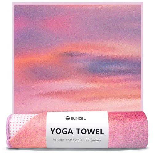 Eunzel Hot Yoga Towel, Non Slip Yoga Mat Towel Sweat Absorbent Printed Yoga Towel with Grip Dots for Hot Yoga, Pilates and Workout 72"x 24", Sunset - Image 1