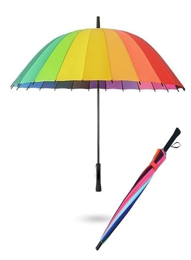 SELOME Travel Umbrella - Windproof & Waterproof Compact Umbrella with Teflon Coating and Auto Open/Close - Lightweight & Portable Folding Umbrella for Men, Women & Kids (Rainbow Umbrella) - Image 2