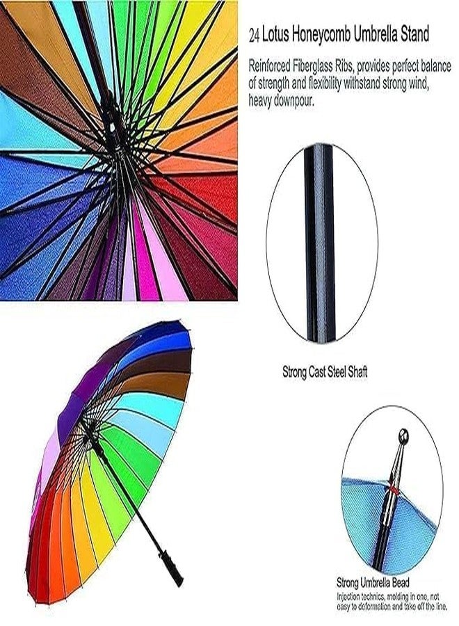 SELOME Travel Umbrella - Windproof & Waterproof Compact Umbrella with Teflon Coating and Auto Open/Close - Lightweight & Portable Folding Umbrella for Men, Women & Kids (Rainbow Umbrella) - Image 3