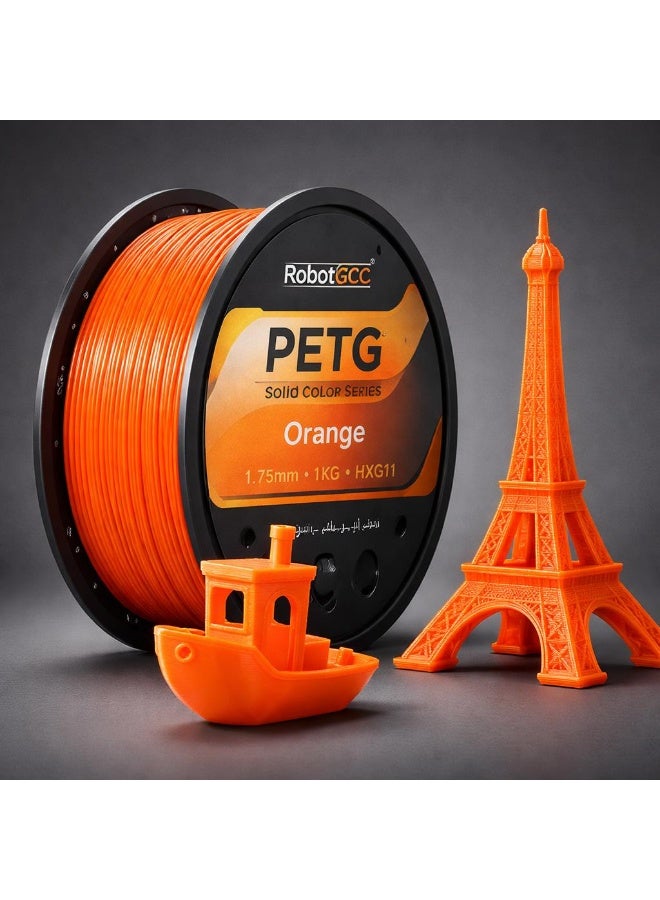 RobotGCC PETG Orange 3D Printer Filament 1.75mm 1KG, Durable Low-Warping Material, High-Energy Orange PETG for Safety-Color Parts and Sports Accessories - Image 2