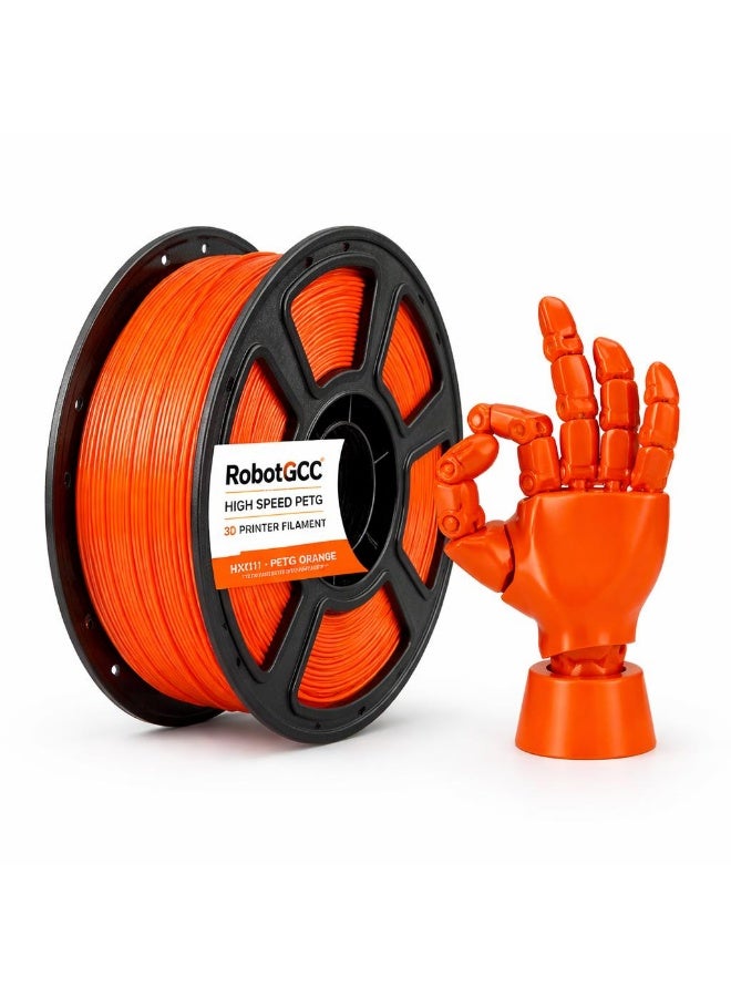 RobotGCC PETG Orange 3D Printer Filament 1.75mm 1KG, Durable Low-Warping Material, High-Energy Orange PETG for Safety-Color Parts and Sports Accessories - Image 1