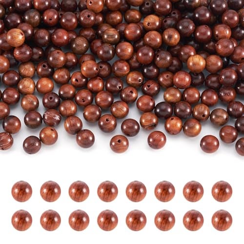 EEE ELECRELIVE 300pcs/Box 8mm Round Wood Beads Undyed Waxed Ball Spacer Beads Wooden Loose Beads for Bracelets Making, Handicraft & Home Decoration, Brown - Image 1