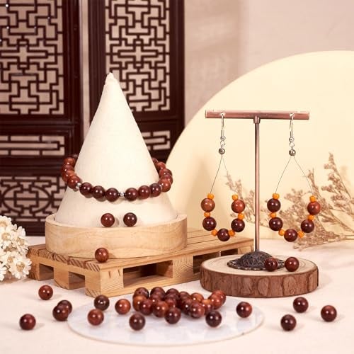 EEE ELECRELIVE 300pcs/Box 8mm Round Wood Beads Undyed Waxed Ball Spacer Beads Wooden Loose Beads for Bracelets Making, Handicraft & Home Decoration, Brown - Image 4