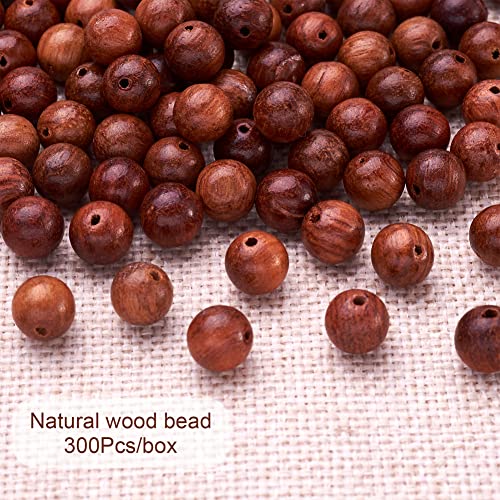EEE ELECRELIVE 300pcs/Box 8mm Round Wood Beads Undyed Waxed Ball Spacer Beads Wooden Loose Beads for Bracelets Making, Handicraft & Home Decoration, Brown - Image 2