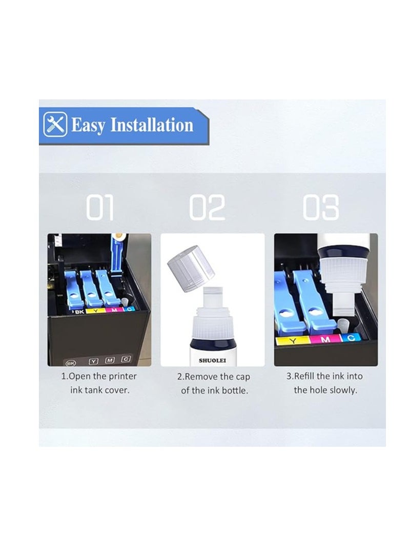 Terabyte حبر 490 لمجموعة كانون (4 عبوات أسود أزرق سماوي أرجواني أصفر) حبر لـ GI 490 لـ G3400 G2400 G1400 G4400 G1411 G2411 G3411 G4411 G4410 G3410 - Image 4