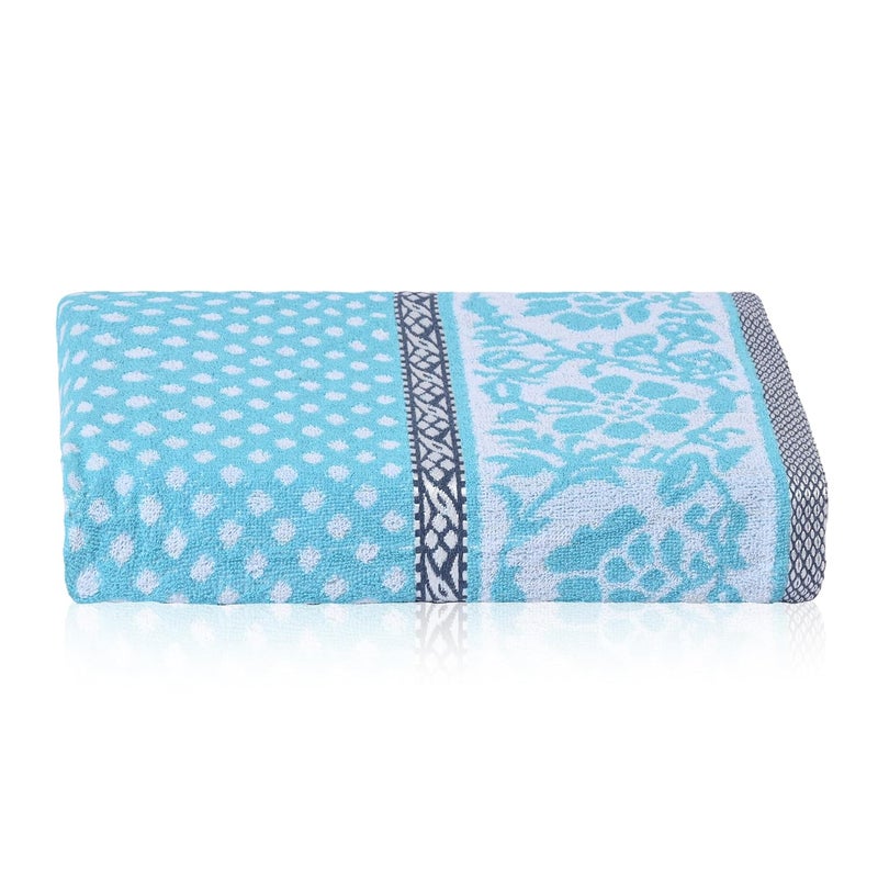 Kuber Industries Kuber Industries Set of 2 Bath Towel Highly Absorbent Unisex Bath Towel 144 GSM Cotton Bathroom Towel Towel for BathGymTravel Dot Print 30x60 Inch Sky Blue Pink  - Image 2