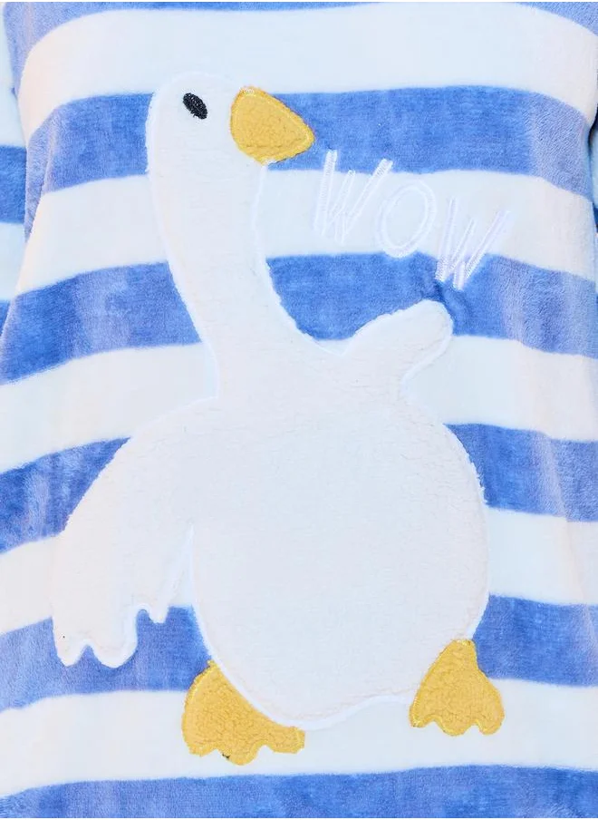 Take Two Striped Duck Patch Fleece Nightdress