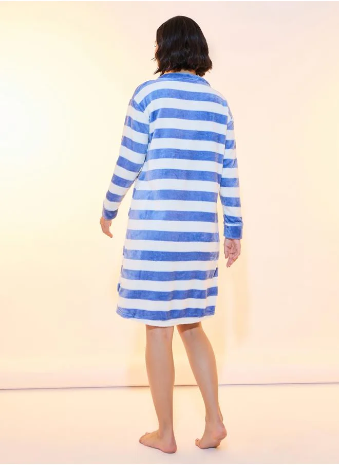 Take Two Striped Duck Patch Fleece Nightdress