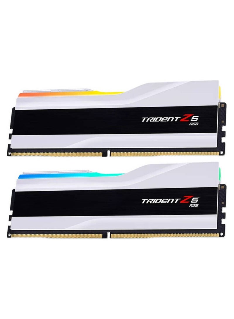 G.Skill Trident Z5 RGB 32GB (2x16GB) DDR5 6400MHz Dual Channel Desktop Memory Kit, White Aluminum Heatspreader with RGB Lighting, Intel XMP 3.0 Support, CL32-39-39-102 1.40V, High-Performance DDR5 RAM for Gaming & Content Creation, White | F5-6400J3239G16GX2-TZ5RW  - Image 1
