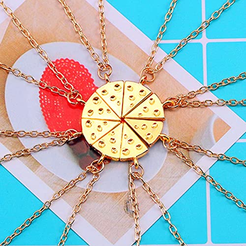 YOIVY Best Friend Cheese Pizza Pendant Necklace Crystal Charm BFF Friendship Matching Necklace Set Gift for Friends Unisex (Golden Cheese (8 Pcs)) - Image 2
