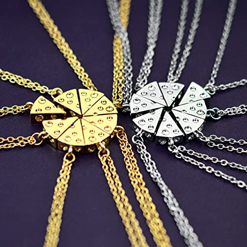 YOIVY Best Friend Cheese Pizza Pendant Necklace Crystal Charm BFF Friendship Matching Necklace Set Gift for Friends Unisex (Golden Cheese (8 Pcs)) - Image 5