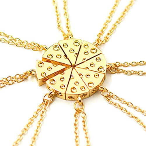 YOIVY Best Friend Cheese Pizza Pendant Necklace Crystal Charm BFF Friendship Matching Necklace Set Gift for Friends Unisex (Golden Cheese (8 Pcs)) - Image 1