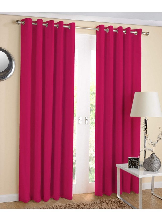 AIRWILL 100% Cotton Solid Pattern Door Curtains Sized, 7ft Length (Pink, Pack of 2 pcs) - Image 1