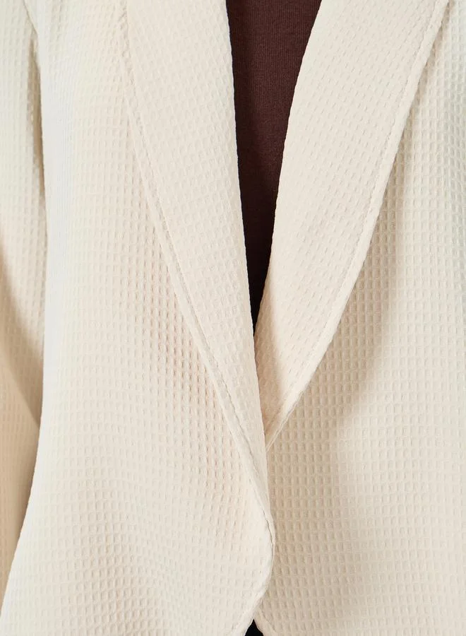 Take Two Beige Textured Front Open Blazer
