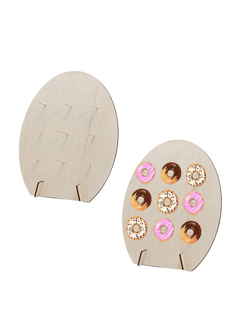 SYOSI 2 Pcs Wooden Donut Wall Display Stand Fits 9 Doughnuts Stand for Party, Wedding, Event, Brunch and Birthday - Image 1