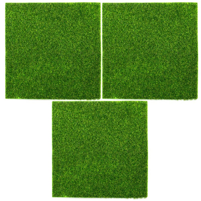 AUEAR, Artificial Garden Grass Life-Like Lawns Squares Fake Fairy Mats Turf Patch Ornament Decoration (3 Pack, 12"x12") - Image 1