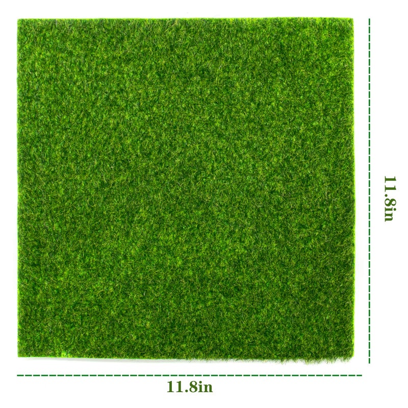 AUEAR, Artificial Garden Grass Life-Like Lawns Squares Fake Fairy Mats Turf Patch Ornament Decoration (3 Pack, 12"x12") - Image 2