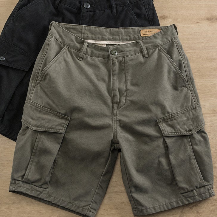 Summer work shorts mens ins fashion brand trend youth retro loose straight multi-bag atmospheric casual pants. Gray [High Quality]]