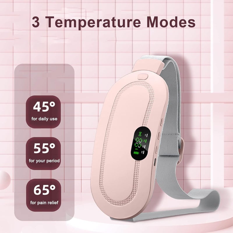 Eacam Heating Pad Electric Waist Belt Device Portable Cordless Fast Heating 3 Temperature Modes 4 Massage Speeds for Back Pain Relief USB Charging Belly Warm Heating Pad for Girls Women - Image 4
