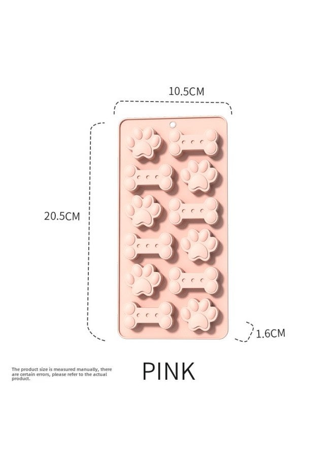 Silicone Pet Cake Mold Fish Bone Caterpillar Dog Footprint Chocolate Mold Pet Cookie Mold DIY Ice Cake-Color:YH1124 Pink - Image 1