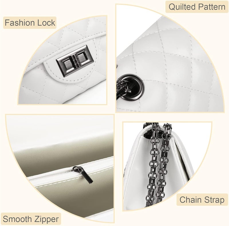 Gladdon Quilted Crossbody Purse for Women Trendy Ladies Shoulder Bag with Chain Designer Purses - Image 5