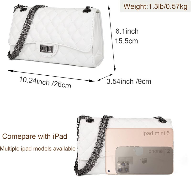 Gladdon Quilted Crossbody Purse for Women Trendy Ladies Shoulder Bag with Chain Designer Purses - Image 3