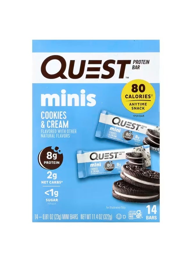 Quest Nutrition, Minis, Protein Bar, Cookies & Cream, 14 Bars, 0.81 oz (23 g) Each