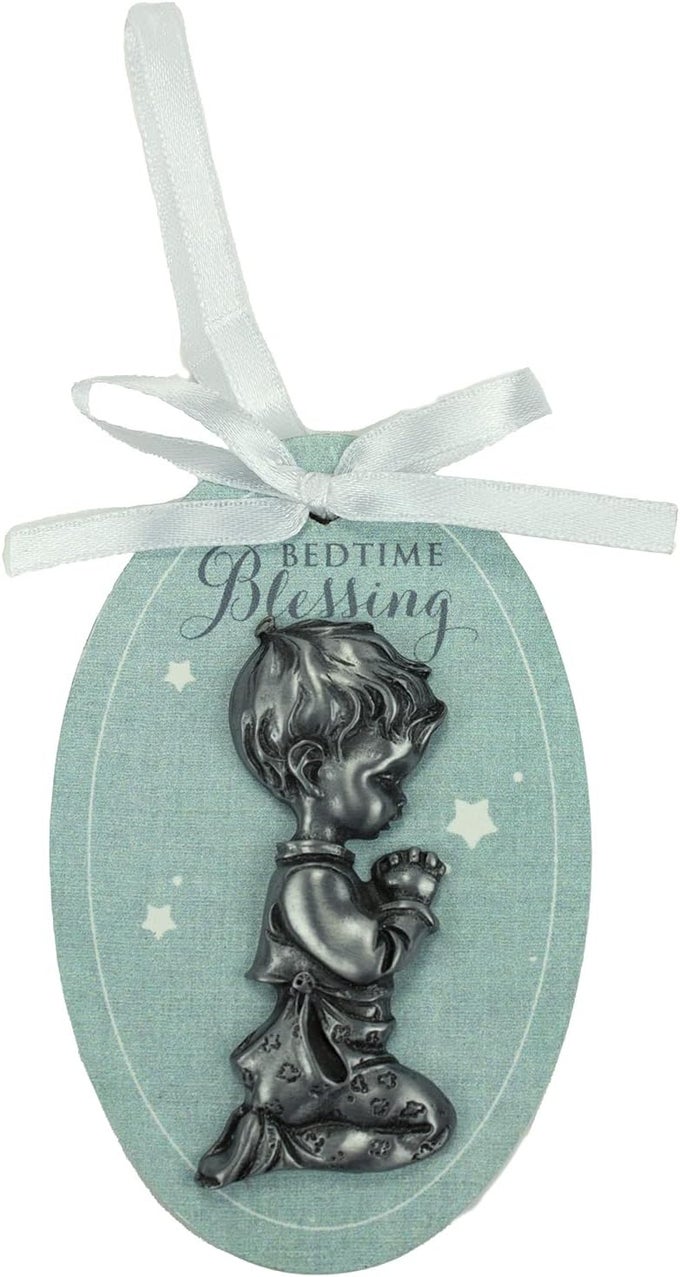ABBEY CA GIFT BABY BOY BEDTIME BLESSING ORNAMENT ON WHITE RIBBON