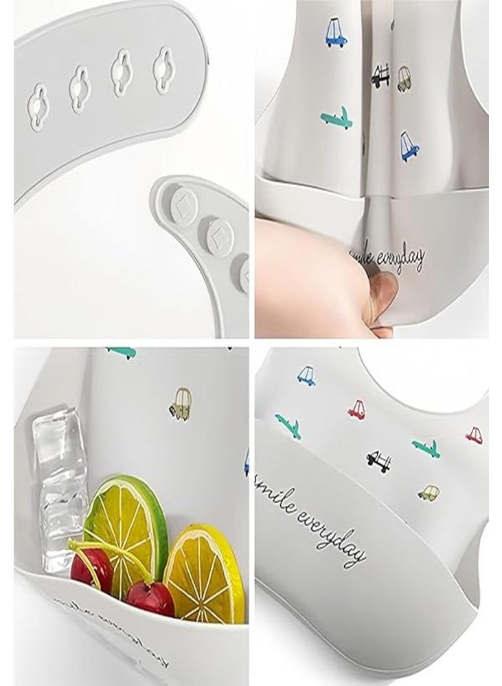 دي إم جي تك مجموعة 3 قطع من ملابس أطفال الرضع - ملابس تغذية ناعمة من السيليكون للرضع والصغار، ملابس قابلة للتعديل ومقاومة للماء مع جيب كبير لالتقاط الطعام، ملابس مقاومة لللعاب غير محتوية على BPA ومتينة للبنات والبنين - Image 5