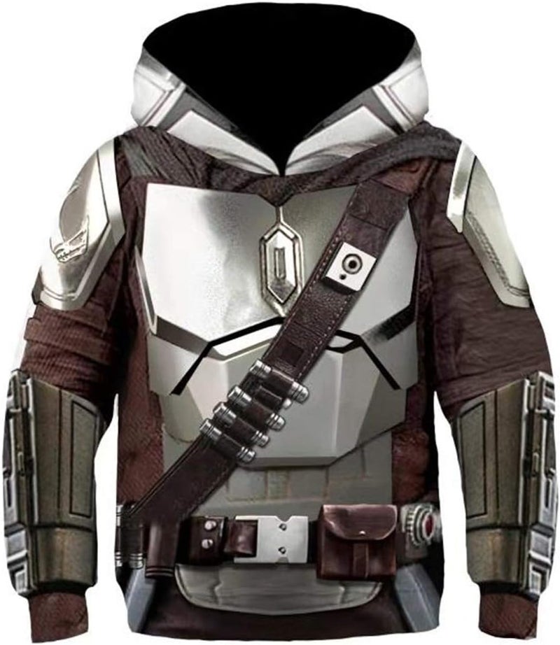 Taeyue Toddler Kids Silver Hoodie Armor Print Sweatshirt for Boys Girls - Image 1
