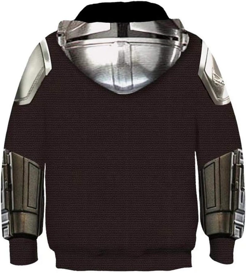 Taeyue Toddler Kids Silver Hoodie Armor Print Sweatshirt for Boys Girls - Image 2