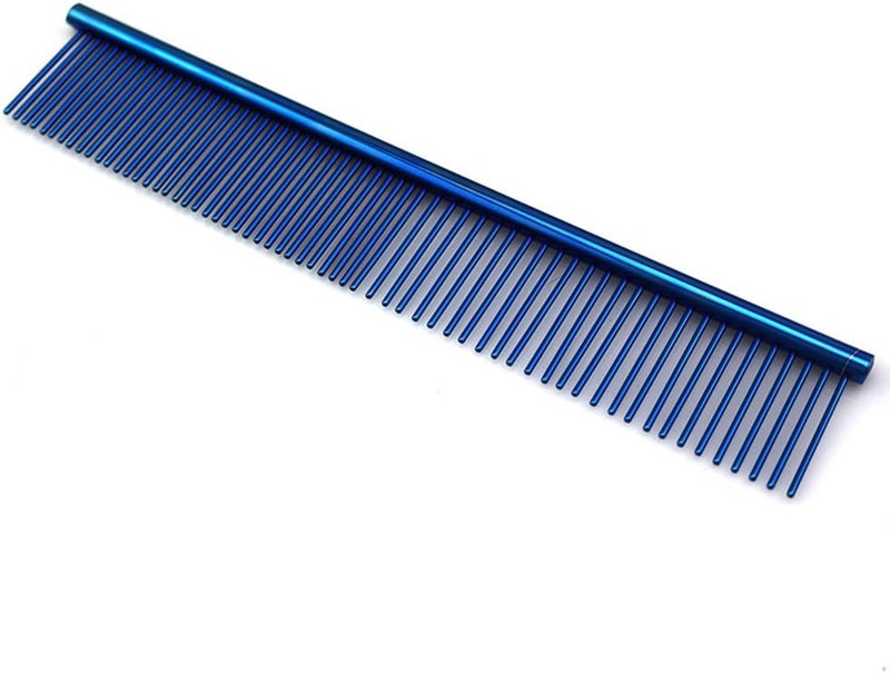 Grtdrm ZoCr Stainless Steel Pet Comb for Dogs Cats, Pet Grooming Comb with Different Spaced Rounded Teeth (Blue) - Image 1