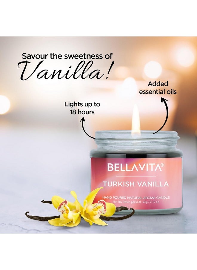Bella Vita Organic Bella Vita Organic Glass Aroma Candles for Home Decor 4 X 60G Each, (Pack of 2) - Vanilla, Cinnamon, Lavender & Rose, Upto 15 Hours, Best Gift for Bedroom Home Decoration  - Image 4
