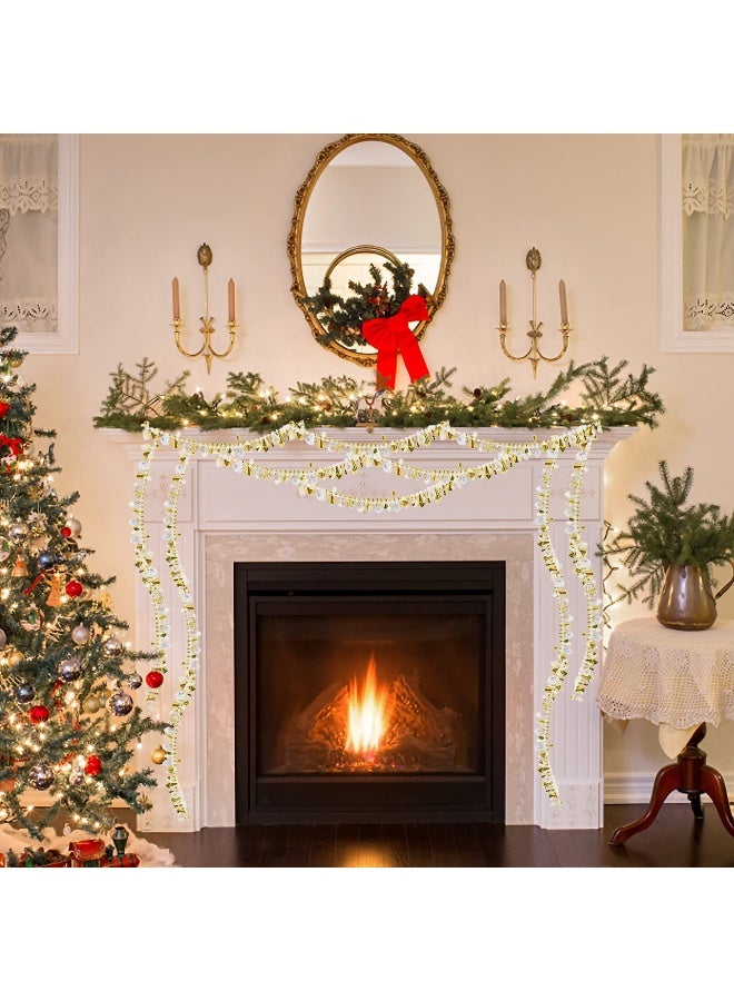 Jishi 16ft Christmas Garland Christmas Tree Gold Bead Decoration Clear Iridescent & Gold Bead Garland Twist Bead String for Christmas Tree Decorations, Rustic Crystal Garland Ornaments for Home Decor - Image 4