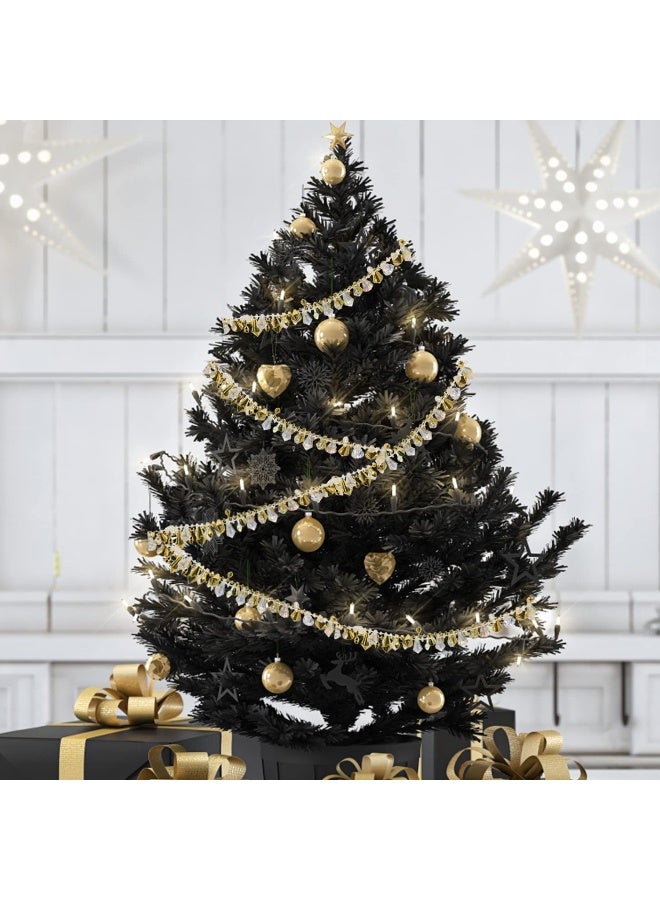 Jishi 16ft Christmas Garland Christmas Tree Gold Bead Decoration Clear Iridescent & Gold Bead Garland Twist Bead String for Christmas Tree Decorations, Rustic Crystal Garland Ornaments for Home Decor - Image 3