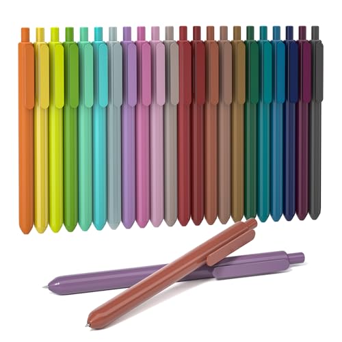 Shuttle Art Colored Retractable Gel Pens, 22 Unique Vintage Ink Colors, 11 Light and 11 Dark Vintage, Cute Pens 0.7mm Point Quick Drying for Writing Drawing Journaling Note Taking School Office Home - Image 1