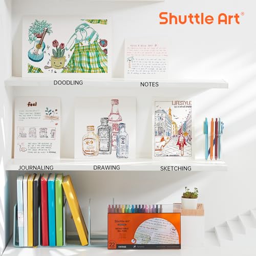 Shuttle Art Colored Retractable Gel Pens, 22 Unique Vintage Ink Colors, 11 Light and 11 Dark Vintage, Cute Pens 0.7mm Point Quick Drying for Writing Drawing Journaling Note Taking School Office Home - Image 5