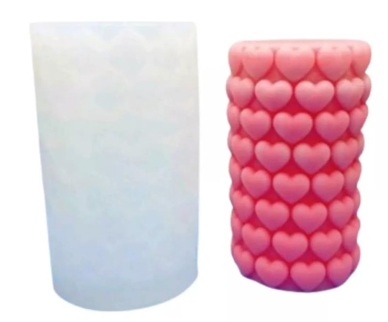 FirstTry Heart Candle Mold I 3D Fondant Love Column Cylindrical Pillar Silicone Epoxy Mould I for DIY Handmade Ornament Chocolate Cake Décor Aromatherapy Soap Resin Art Craft Home Party Decoration - Image 1
