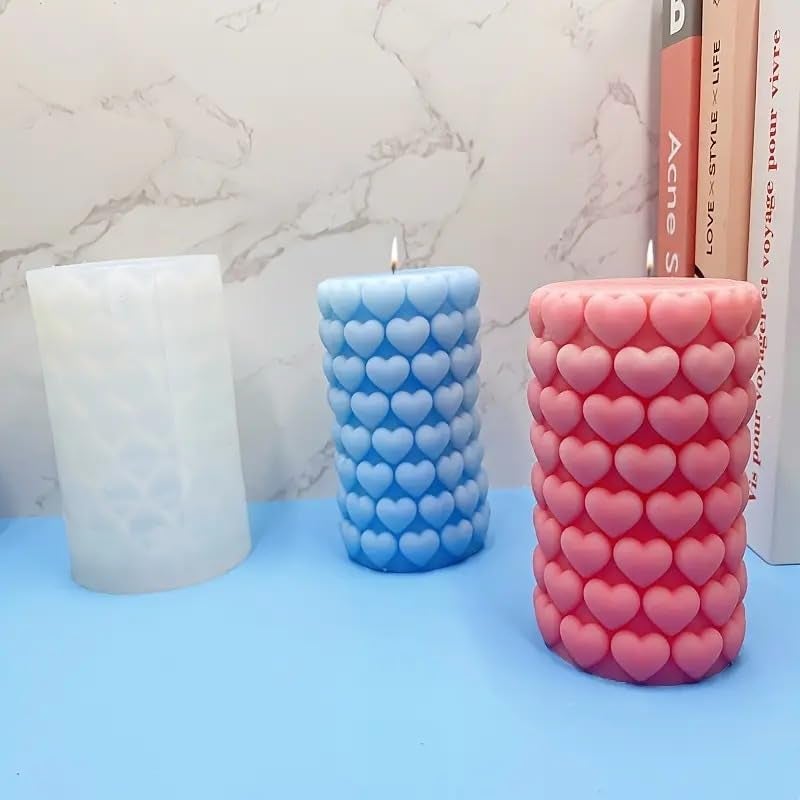 FirstTry Heart Candle Mold I 3D Fondant Love Column Cylindrical Pillar Silicone Epoxy Mould I for DIY Handmade Ornament Chocolate Cake Décor Aromatherapy Soap Resin Art Craft Home Party Decoration - Image 5