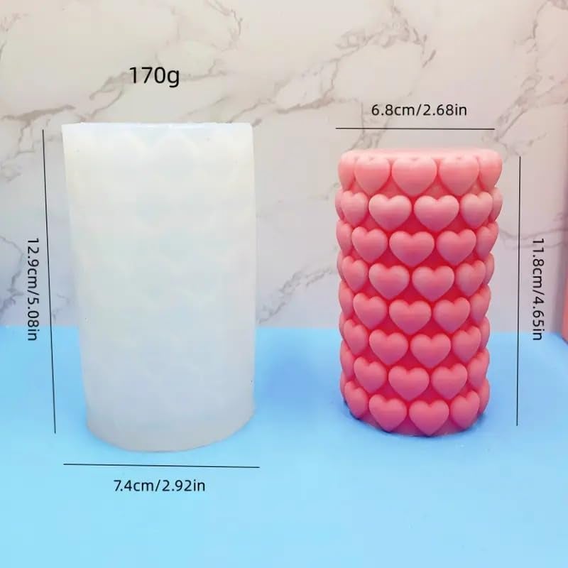 FirstTry Heart Candle Mold I 3D Fondant Love Column Cylindrical Pillar Silicone Epoxy Mould I for DIY Handmade Ornament Chocolate Cake Décor Aromatherapy Soap Resin Art Craft Home Party Decoration - Image 2