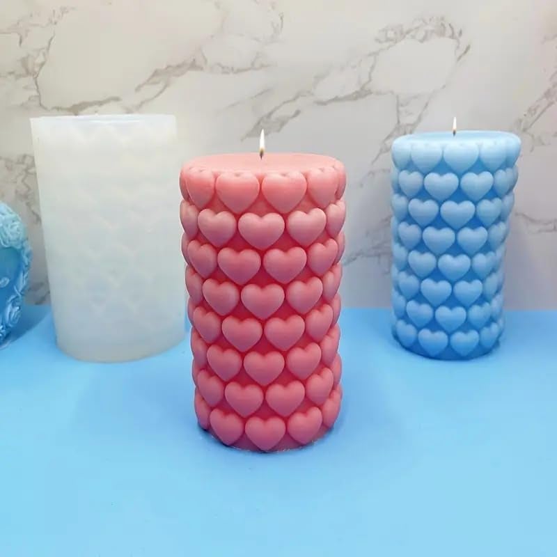 FirstTry Heart Candle Mold I 3D Fondant Love Column Cylindrical Pillar Silicone Epoxy Mould I for DIY Handmade Ornament Chocolate Cake Décor Aromatherapy Soap Resin Art Craft Home Party Decoration - Image 3