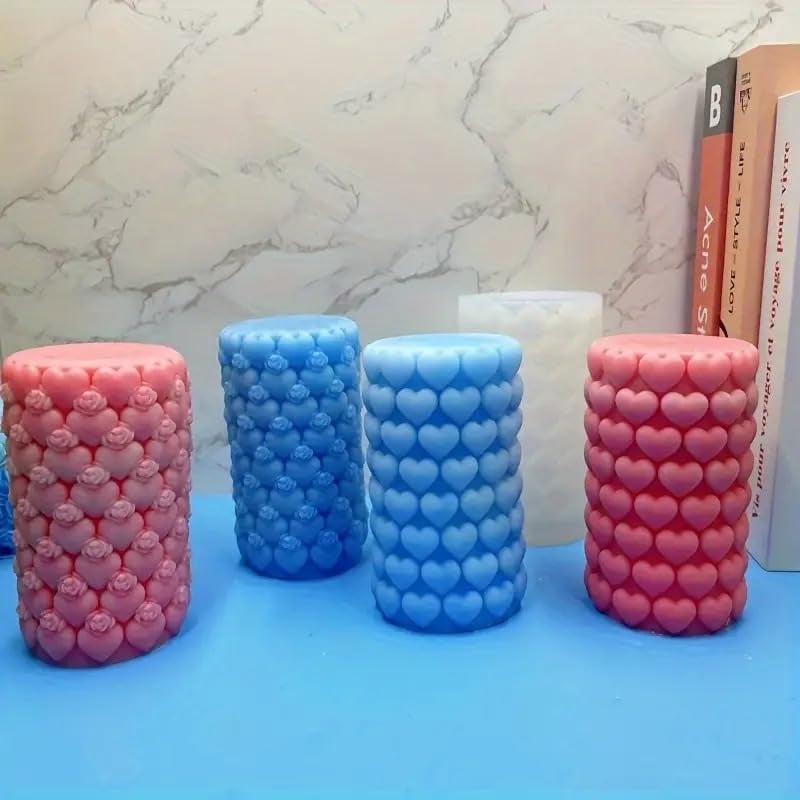 FirstTry Heart Candle Mold I 3D Fondant Love Column Cylindrical Pillar Silicone Epoxy Mould I for DIY Handmade Ornament Chocolate Cake Décor Aromatherapy Soap Resin Art Craft Home Party Decoration - Image 4