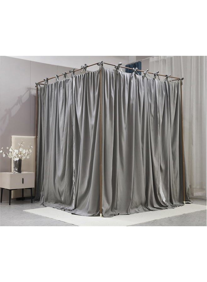 AIOOO 4 Corners Post Princess Curtain Bed Canopy Double Layer Cozy Mosquito Net Mesh and Cloth for Girls Adults Bedroom Decoration (Double-Grey/White, 53" W*78" L*82"*H/(Full)) - Image 4