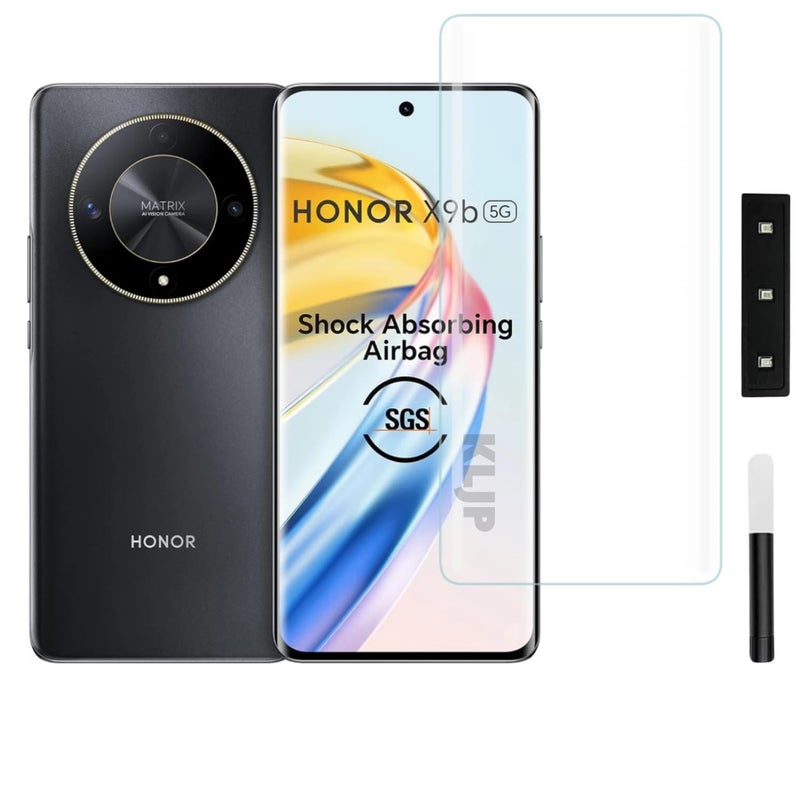 KLJP حماية شاشة زجاجية مقواة HD+ UV متوافقة مع Honor X9B (عبوة من 1) لاصقة بالكامل UV صديقة للحالات مع وضوح HD+ - Image 1