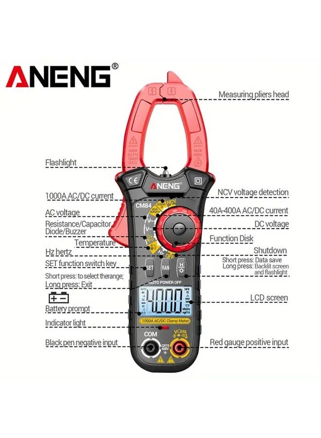 ANENG CM84 Black Clamp Meter Multimeter 4000 Counts AC DC Voltage Current NCV - Image 3
