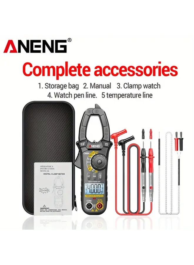 ANENG CM84 Black Clamp Meter Multimeter 4000 Counts AC DC Voltage Current NCV - Image 2