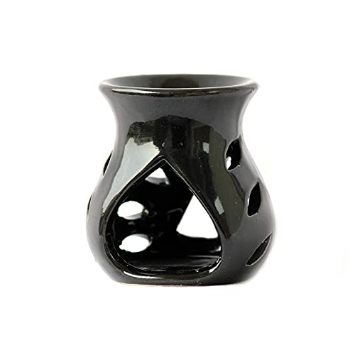 Breezy Aroma Black Ceramic Tealight Candle Holder Oil Burner - Aroma Lamp - Aroma Diffuser (3.5 H x 3 W Inch ) - Image 3