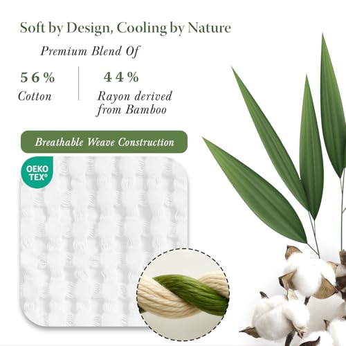 Threadmilll Cooling Waffle Blanket King Size | Breathable, Lightweight and Cooling | Made from Rayon Derived from Bamboo | Waffle Throw Blanket for Couch and Sofa | 106 x 92 Inches | White - Image 3