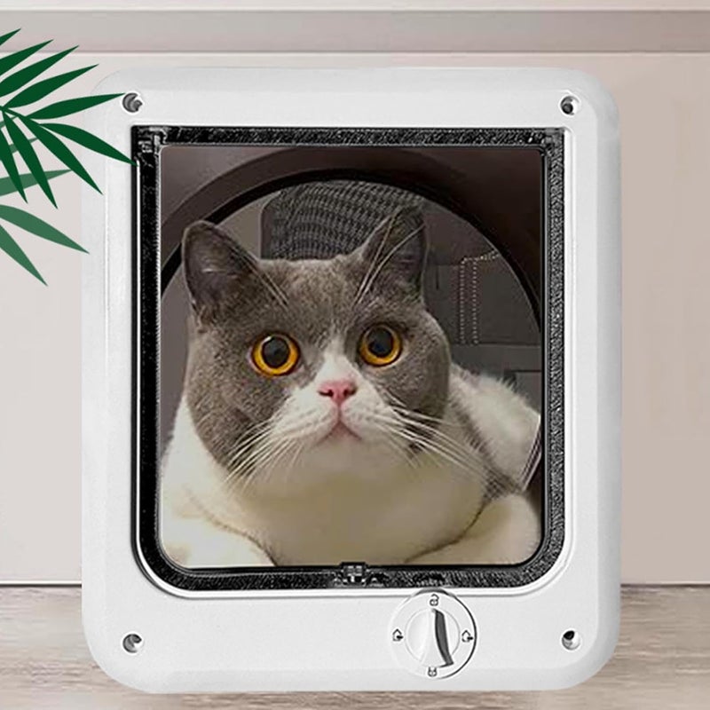 HEEPDD 4 Way Lockable Pet Door, PP Material Easy Install Pet Flap with Swing Flap for Interior Exterior Doors Walls Windows Fence Balcony Patio Cats Dogs (L) - Image 5